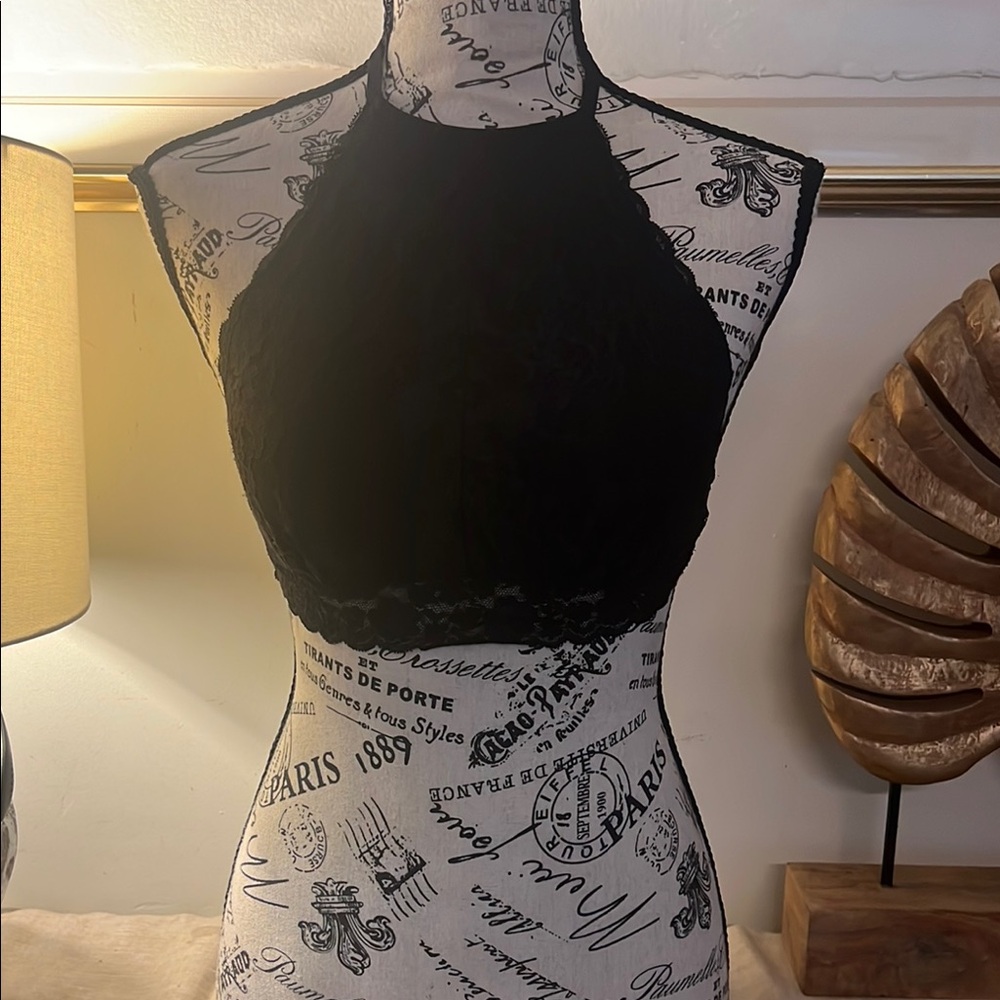 Black Lace Halter Bralette